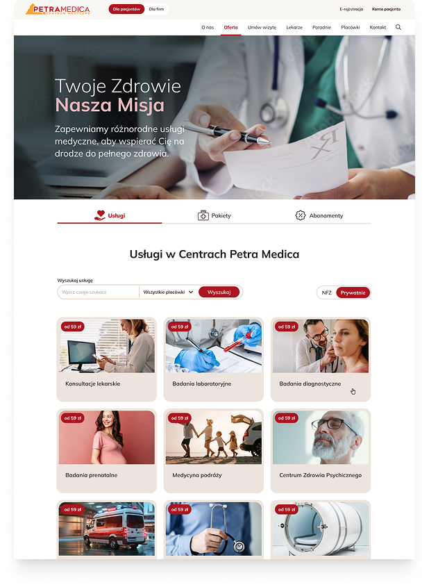 Petra Medica homepage hero — Twoje Zdrowie, Nasza Misja