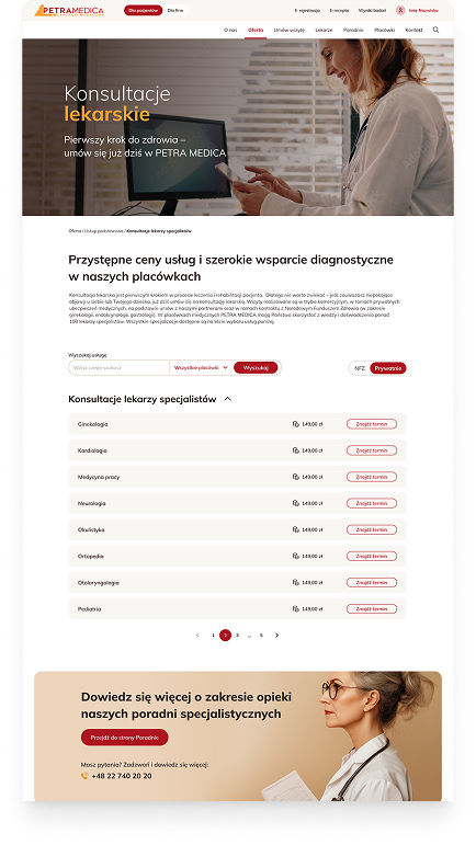 Petra Medica Konsultacje lekarskie — doctor consultation booking page
