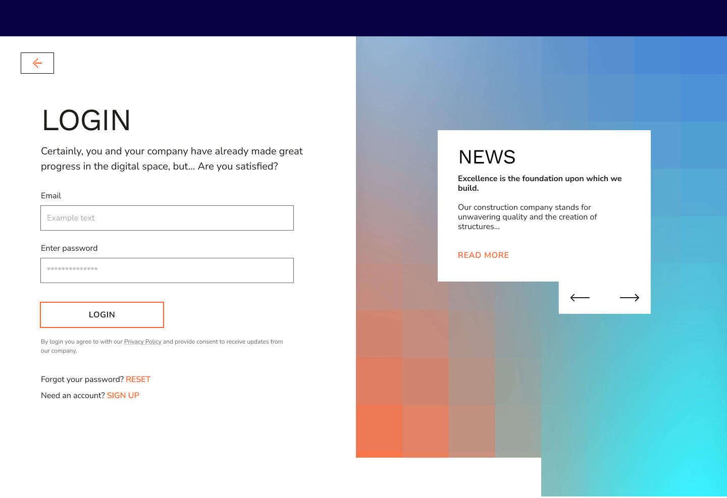 Platform Dashboard View Left